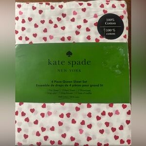 Kate Spade Red and Pink Heart Queen Sheet Set